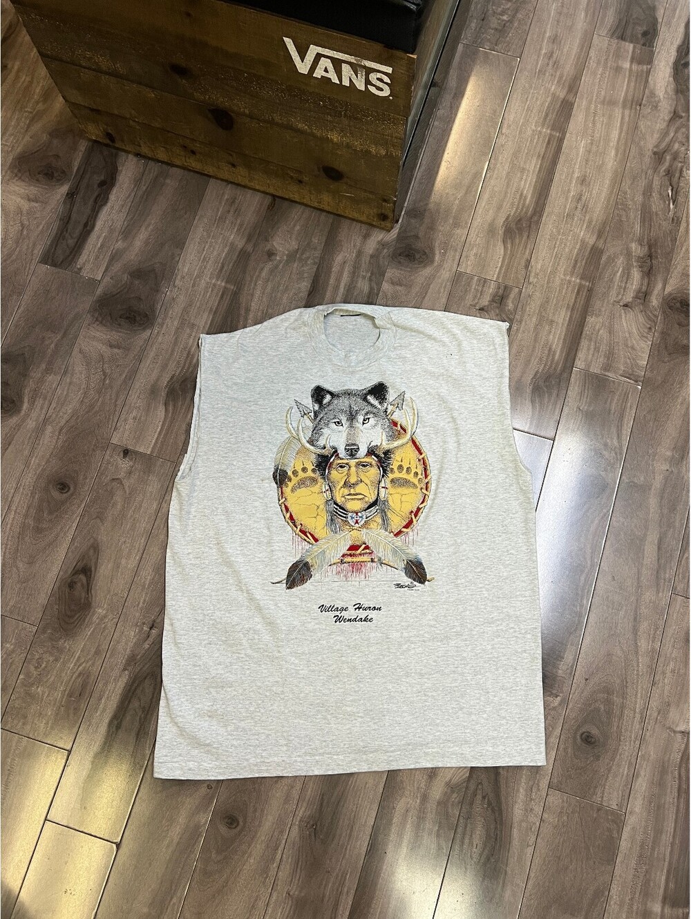 Vintage Single Stitch Village Huron Wendake CutOff Tee Large